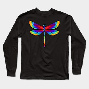 Rainbow Dragonfly - Polygonal Long Sleeve T-Shirt